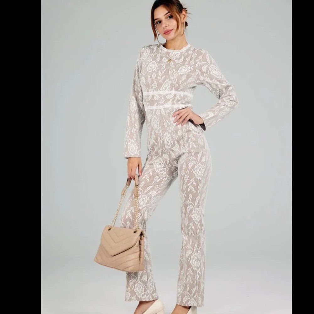 Aro‎ lora Full lace high waist jumpsuit Small